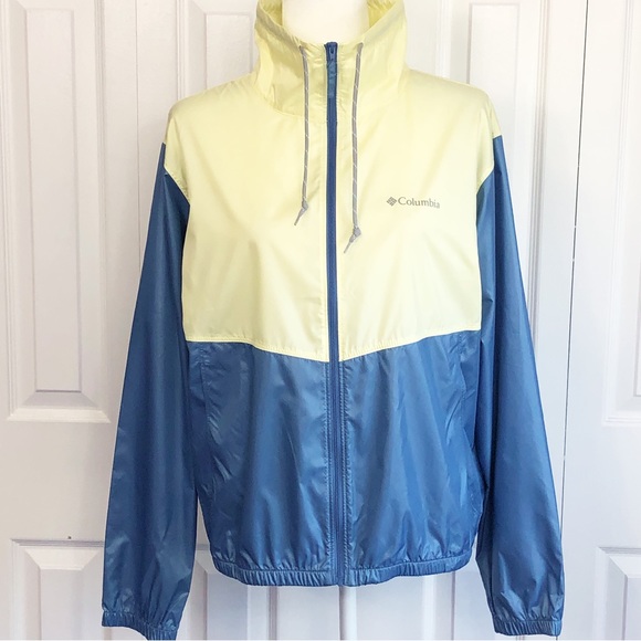 Columbia Jackets & Blazers - Columbia Light Yellow & Blue Colorblock Morning View Windbreaker Medium
